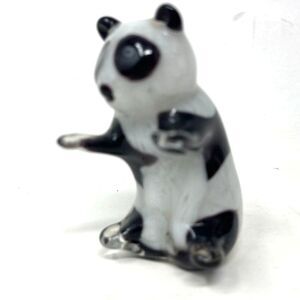 Handblown Studio Art Glass little Panda Paperweight Murano Figurine Cute Fellow